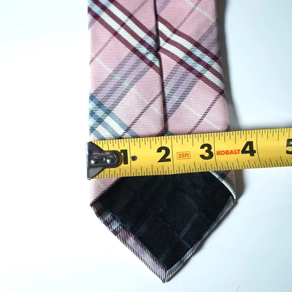 Burberry Neck Tie Pink Plaid Pattern Designer Rare Color Burberry